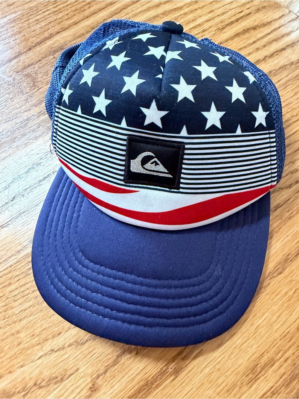 Quiksilver Kids Blue Red White Star Stripe Trucker Hat